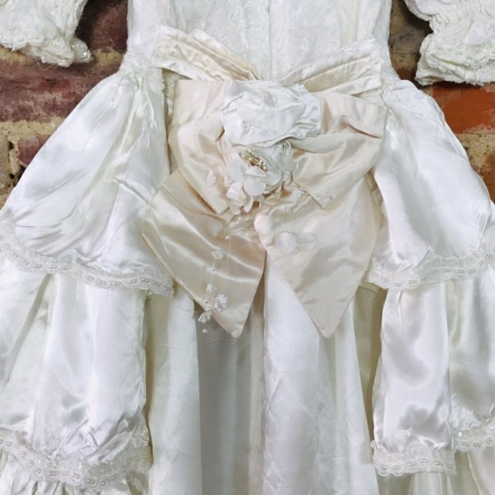 VTG Girls Dress M Wedding Bridal Flower Victorian - Picture 4 of 8